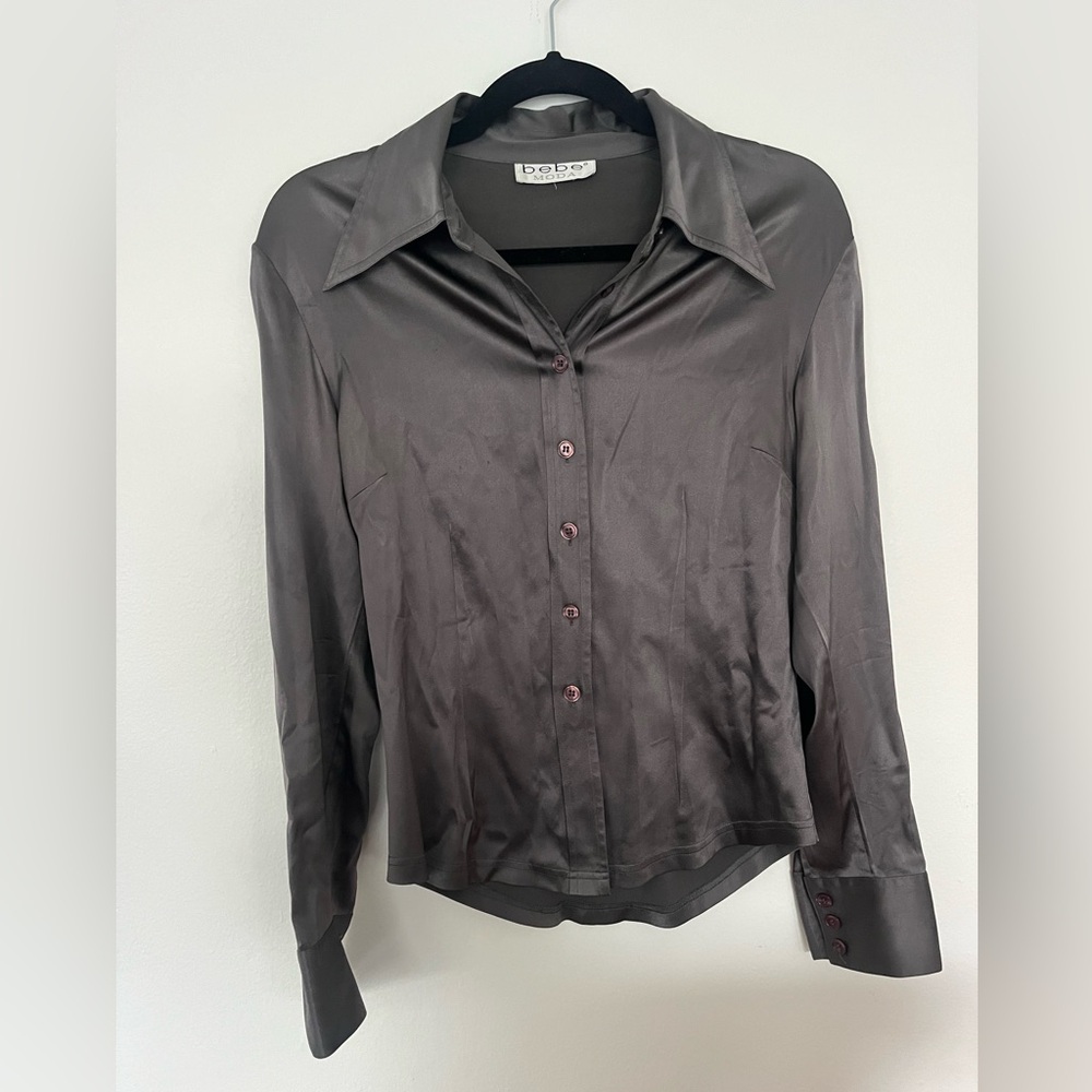 Bebe Silk Button Up Top